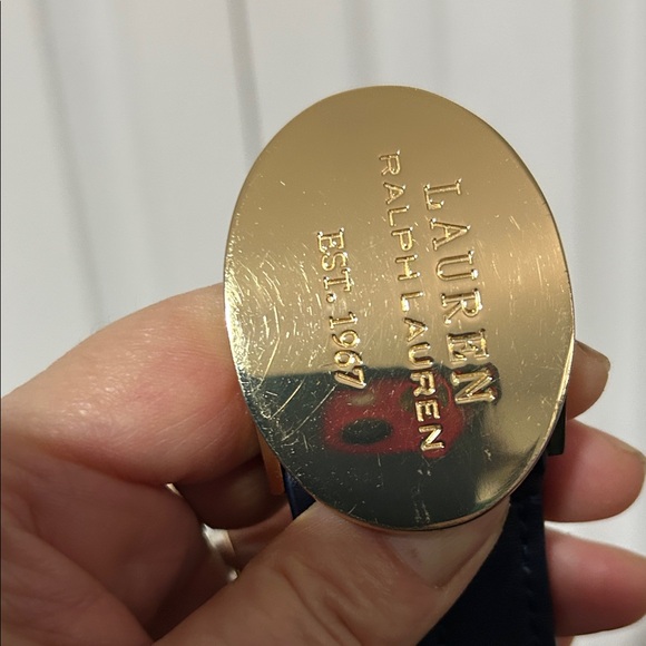 Lauren Ralph Lauren Black Belt with Gold Oval Buckle - Picture 7 of 8